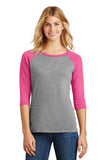 District Made Ladies Perfect Tri 3/4 Sleeve Raglan Shirt - DM136L