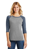 District Made Ladies Perfect Tri 3/4 Sleeve Raglan Shirt - DM136L