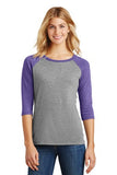 District Made Ladies Perfect Tri 3/4 Sleeve Raglan Shirt - DM136L