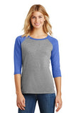 District Made Ladies Perfect Tri 3/4 Sleeve Raglan Shirt - DM136L